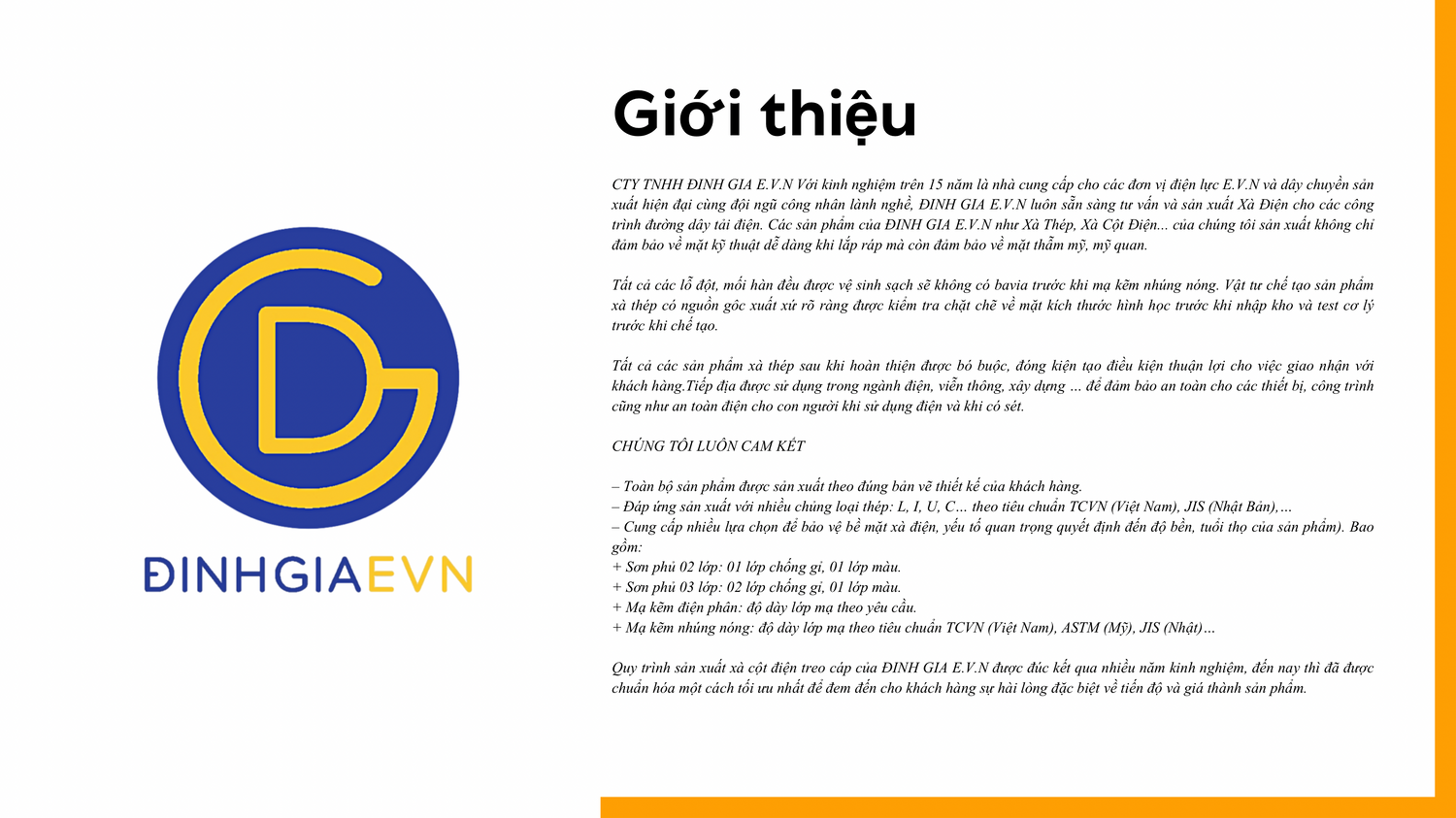 Sản Xuất Xà Điện - Phụ Kiện Đường Dây - Cty TNHH Đinh Gia EVN